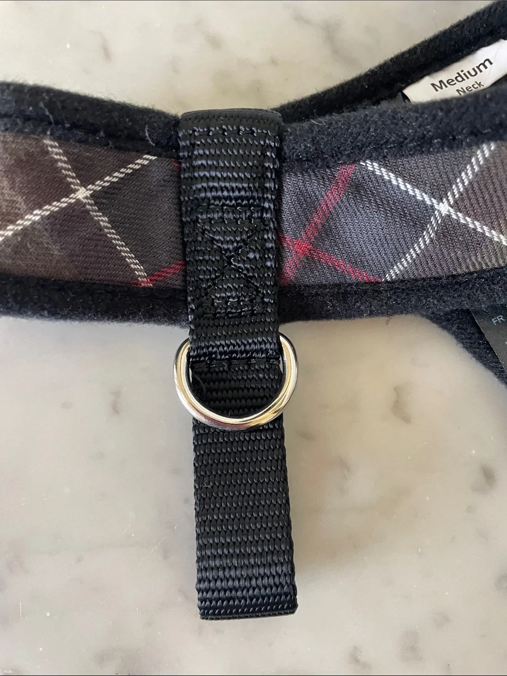 BARBOUR Olive Classic Tartan Dog Dog Harness Quick-Release Buckle Medium Neck